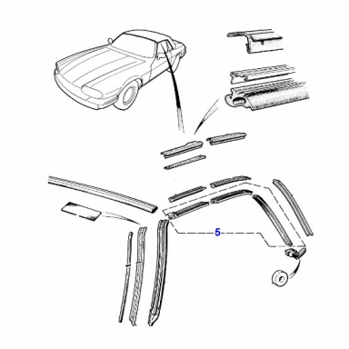 USED SEAL SET, CONVERTIBLE TOP ABOVE THE DOOR GLASS, PASSENGER SIDE  BEC25524